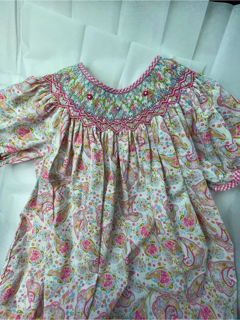 Petit Ami Smocked Paisley Girl 4/4T Dress